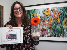 Samantha Pickard's Pollination for the Nation Station took the $750 top prize Saturday at the Call out for Colour exhibition at Gallery in the Grove. (Tyler Kula/ The Observer)