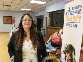 Nicole DeRoeven, manager of Sombra Township Child Care, is shown at a career fair Thursday in Sarnia where several local childcare operators were hoping to find workers.