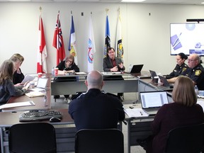 A new community room at Sarnia police headquarters was used for the service's board meeting March 23, 2023. (Tyler Kula/ The Observer)