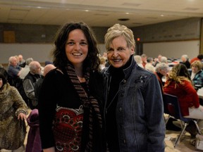 Port Dover resident Gail Heald-Taylor, right, organized a town-hall meeting for locals to voice their concerns about the province's plan to further privatize Ontario's health-care system. The meeting was co-organized by Carrie Sinkowski of the Community Legal Clinic Brant Haldimand Norfolk.