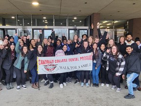 Students, staff and faculty in Cambrian College’s dental hygiene program raised $5,970 – twice their original goal – during this year’s Walk for a Smile fundraiser. Proceeds will go to Cambrian’s community dental clinic and Northern Ontario Families of Children with Cancer.