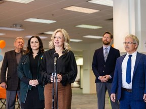 On April 4, the NDP hosted a press conference in Sherwood Park to pledge their support to invest into the Highway 15/830 overpass within the first 100 days in office, if elected. Photo supplied