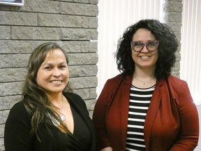 Acting superintedent Pam Spooner (left) and board of trustees chair Rachael Weber. Following the departure of Cindy Heitman, Weber says that Spooner has the full support of the board.