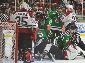 It has come down to one final game as the Virden Oil Capitals won Game six 7-1 in Virden over the weekend. Game 7 is Wednesday night in Portage la Prairie at Stride Place. (Heather Jordan/postmedia)