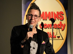 Elvira Kurt’s set at the Timmins Comedy Festival had a high laugh count as she poked fun at relationships, the pandemic, Gen Z and lesbian cruises. NICOLE STOFFMAN/THE DAILY PRESS