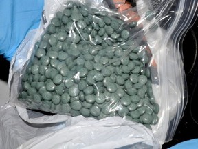 A bag of fentanyl pills which were seized by Durham Regional Police.