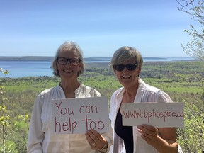 Bruce Peninsula Hospice Hike for Hospice participants Christina Mereu and Martha McGloin at Jones Bluff in May 2022. Bruce Peninsula Hospice/Facebook