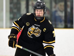 Centre Jack Nesbitt of the Lambton U16 Jr. Sting was a first-round pick by the Windsor Spitfires in the 2023 Ontario Hockey League draft. (Dan Hickling/OHL Images)