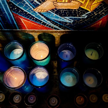 Prayer candles at Saint Mary's on Notre Dame Avenue.
