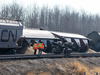 Seventeen rail cars have come off the tracks near Wye Road and RR 214 in Strathcona County on Wednesday, April 5. Greg Southam/Postmedia