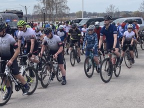 Hundreds of people including OPP officers, municipal police officers, first-responders and citizens participated in the "Getting After It" bike ride in memory of slain OPP Const. Greg Pierzchala on Saturday, April 15. The ride began and ended in Dunnville, Haldimand County.