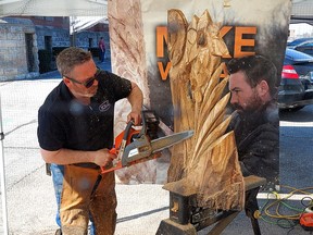 Professional chainsaw sculptor Mike Winia was displaying his skill during the Spring Art Festival on Saturday at the Chatham Armoury, presented by Four Diamond Events.  PHOTOEllwood Shreve/Postmedia