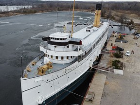 The SS Keewatin at its dock in Port McNicoll, Ont., on Tuesday.