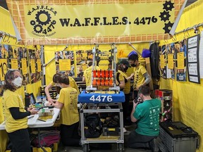 Members of the WAFFLES Robotics competition team are in Texas competing at the FIRST Robotics Competition World Championship from April 19-22, 2023.