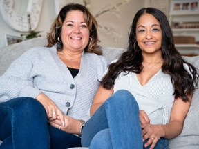Tera Harvey, left, gifted Sarah Albert a kidney after Albert's kidneys failed during pregnancy. In September 2022, Kingston Health Sciences Centre conducted the transplant surgery and now the pair are raising awareness about living organ donation.
