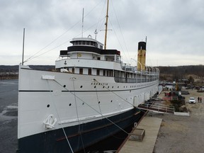 The SS Keewatin at its dock in Port McNicoll, Ont., on April 11.