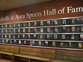 Plaques honouring members of the Brockville and Area Sports Hall of Fame are on display in the lobby of the Brockville Memorial Centre.

File photo/The Recorder and Times