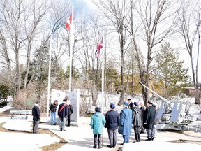 Photo by KEVIN McSHEFFREY
About 14 members of the Royal Canadian Legion Branch 561 in Elliot Lake marked the 106th anniversary of the Battle of Vimy Ridge. The battle in northern France, which started on April 9, 1917, lasted several days and was a major victory for Canada.