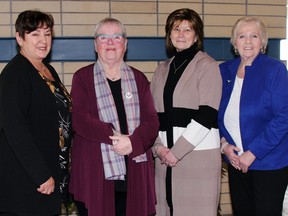 Following their presentation about intimate partner violence to Renfrew County Council on March 29, 2023, Laura LePine (left), the County's Director of Community Services, spoke with JoAnne Brooks, coordinator End Violence Against Women - Renfrew County (EVA); Lisa Oegema, Anti-Human Trafficking Program Manager, Victim Services of Renfrew County and Faye Cassista, also of Victim Services.
/p
pCounty of Renfrew photo