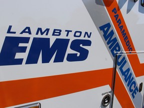 A Lambton County Emergency Medical Services ambulance is shown here. File photo