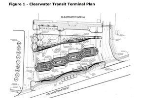 Construction on a new transit terminal in front of Clearwater Arena in Sarnia is scheduled to start this summer. (City of Sarnia image)
