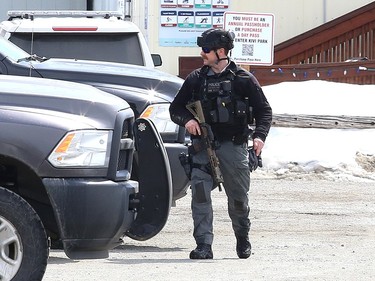 Greater Sudbury Police responded to a weapons complaint at Kivi Park in Sudbury, Ont. on Monday April 10, 2023. Police said in a tweet that the situation was resolved, with the weapon in question turning out to be a pellet gun. John Lappa/Sudbury Star/Postmedia Network