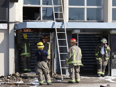 Firefighters had to extinguish a fire at the Sudbury Community Arena in Sudbury, Ont. on Wednesday April 12, 2023. John Lappa/Sudbury Star/Postmedia Network