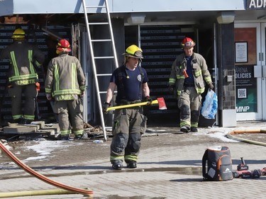 Firefighters had to extinguish a fire at the Sudbury Community Arena in Sudbury, Ont. on Wednesday April 12, 2023. John Lappa/Sudbury Star/Postmedia Network