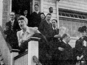 Gracie Fields flew in to the South Porcupine Airport in the fall of 1940. She performed at the McIntyre Arena to a crowd of more than 4,500 people. Here she is in all her glory on the steps of the Airport Hotel.

Supplied/Timmins Museum