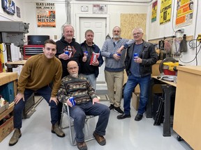 The cast of Guys in a Garage are ready for Friday opening-night performance. (Submitted photo)
