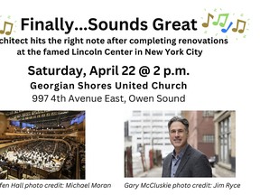 Gary McCluskie will speak at Owen Sound's Georgian Shores United Church Saturday about his career spent reimagining some of the world's most popular concert halls including New York City's famed Lincoln Center. Screenshot