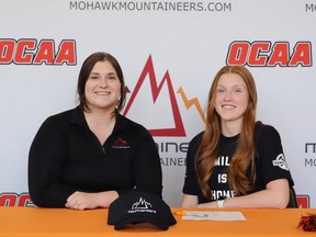 Emily Pigott (right) with Mohawk coach Kelsey Kovar. Submitted