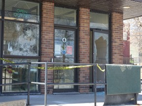 The damage to the LCBO was substantial, but the windows have since been boarded up.