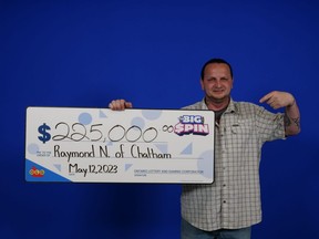 Raymond Nute, of Chatham, won $225,000 recently with the Big Spin Instant lottery game. (Supplied)