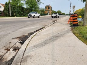 Three people were killed in a Wallaceburg crash Sunday night involving a car and a tanker truck. Shown is the scene on McNaughton Avenue at Wallace Street, where the road had been reopened as of Monday morning. (Trevor Terfloth/The Daily News)