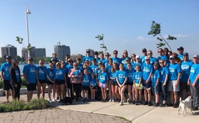 Some in the group of 60 who walked for Nettie Rops at the IG Wealth Management Walk for Alzheimer's in Sarnia in 2022. (Submitted)