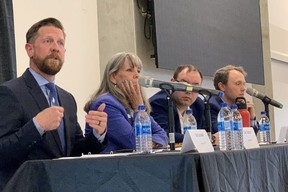The local Chamber hosted the Sherwood Park candidate forum debate on Thursday, May 18 at the Community Centre’s Agora. Lindsay Morey/News Staff