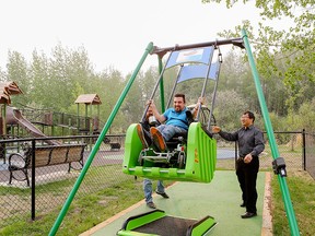 Two new wheelchair-accessible 'Liberty Swings' are now available for use at Jubilee Park in Spruce Grove and Rotary Park in Stony Plain. Photo courtesy of the Town of Stony Plain.