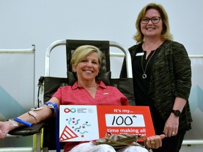 100th blood donation
