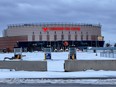 OTTAWA -- The parking lot entrances at the Canadian Tire Centre have been blocked with concrete barriers. Thursday, Feb. 10, 2022 -- . ERROL MCGIHON, Postmedia