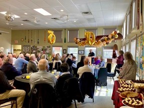 Sekitar 70 orang menghadiri makan siang ulang tahun ke-50 Bluewater Outdoor Education Center Sabtu, 6 Mei 2023 di South Bruce Peninsula.  (Foto yang disediakan)
