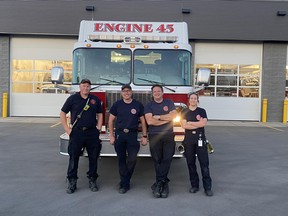 Town of High River Fire Department Captain Dave Roe and firefighters Chris Connell, Patrick Landry and Davada Chudobiak left High River on Friday, May 5 with Engine No. 45 to help fight the wildfires in Alberta's northern communities.