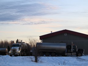 Trucks parked outside the water treatment plant in Janvier on Thursday, January 30, 2020. Vincent McDermott/Fort McMurray Today/Postmedia Network