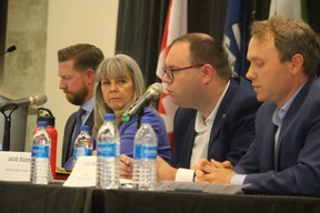 Liberal candidate Jacob Stacey speaking during the May 18 forum. Lindsay Morey/News Staff