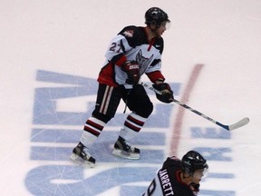 Alexander Skorokhod is shown during warmup with the Mississauga IceDogs of the Ontario Hockey League in 2003. (Postmedia Network file photo)