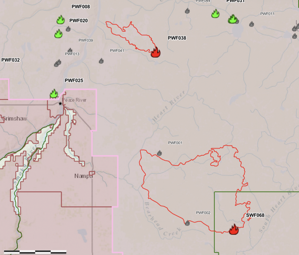 MAY 14 UPDATE Wildfires in the Peace River forest area Fort