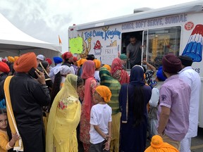 An ice cream truck passing out free treats was overwhelmingly popular at the annual Khalsa Day held at the Brantford Sikh Association temple on Sunday, May 14. Several thousand locals and visitors from the GTA took in the colorful event.  SUSAN GAMBLE/BRANTFORD EXPOSITOR