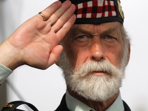 Britain's Prince Michael of Kent, salutes during the commemorations to honour Allied soldiers killed 70 years ago in a failed World War II invasion, in Dieppe, northern France, Sunday Aug. 19, 2012. Some 1,400 soldiers were killed in "Operation Jubilee" when the Allies tried to briefly invade Dieppe to test German defences.