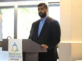 Cornwall Mayor Justin Towndale, guest speaker at the Cornwall Business Enterprise Centre Breakfast Connections event. Photo on Wednesday, May 17, 2023, in Cornwall, Ont. Todd Hambleton/Cornwall Standard-Freeholder/Postmedia Network