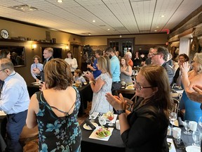 A standing ovation for Maison Baldwin House executive director Debbie Fortier. Photo on Friday, May 19, 2023, in Cornwall, Ont. Todd Hambleton/Cornwall Standard-Freeholder/Postmedia Network